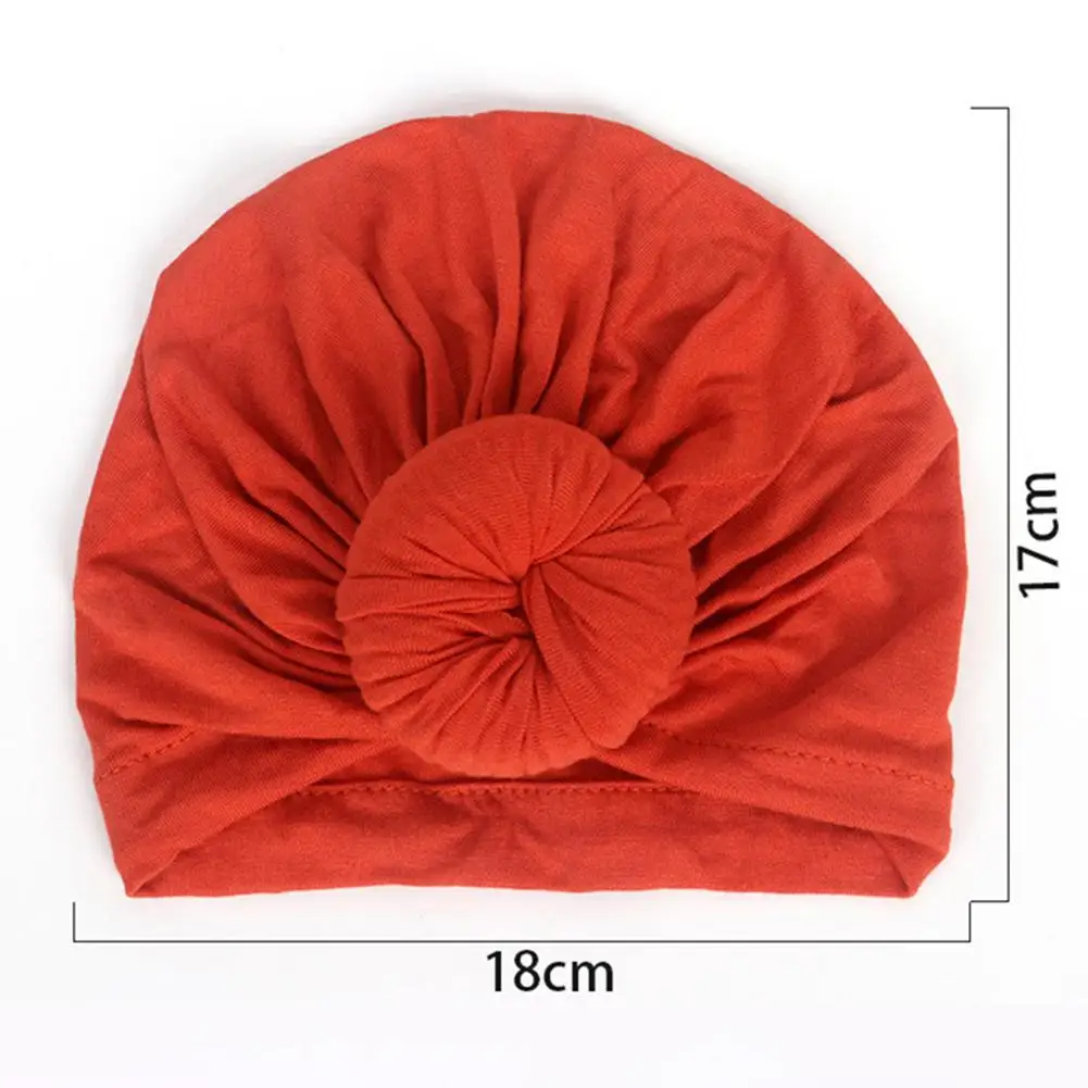 

Caps Baby Girl Boy Solid Color Turban Knot Headdress Headwear Wrap Hat Wrinkle Cap