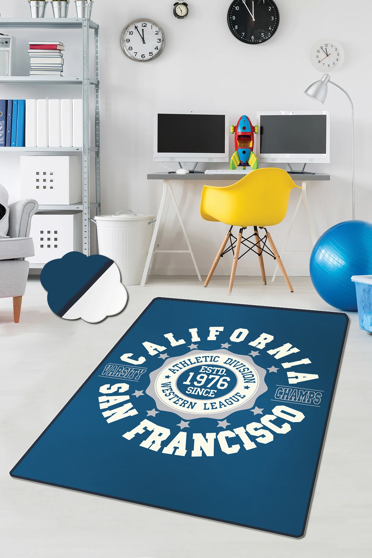 

Etgdecor San Francisco Model 140x190 cm 55 "x 75" Kids Non-Slip Area Rug