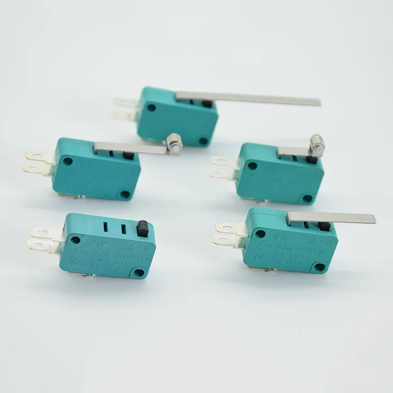 2 шт микро концевые переключатели 16A 250V 125V NO+ NC+ COM 3 контакта SPDT микро переключатель 28 мм 52 мм дуговой роликовый рычаг сенсорный переключатель зеленый