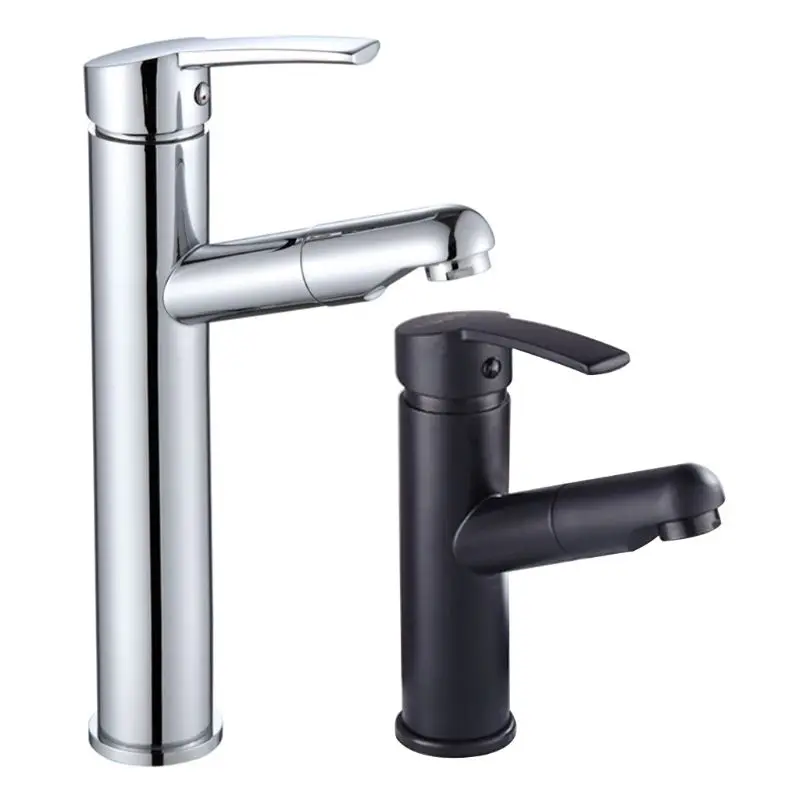 

Bathroom Kitchen Basin Faucet Single Handle Pull Out Spray Sink Tap Hot and Cold Water Crane Deck Home Hotel Mount Faucets
