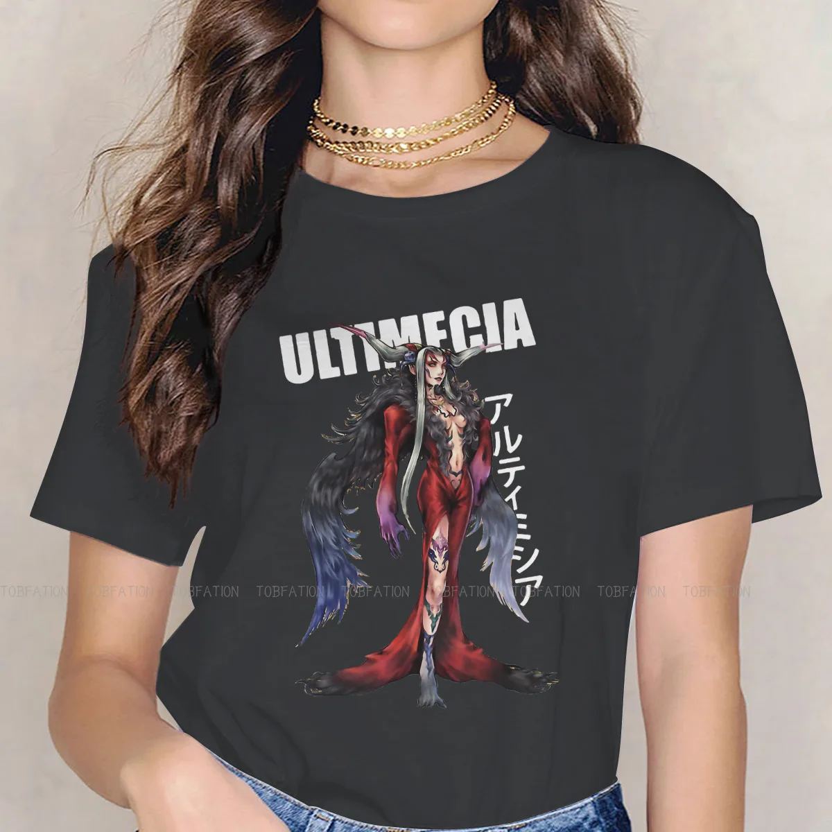 

Ultimecia Kanji Women's T Shirt Final Fantasy Cid Game Girls Tees Harajuku Cotton Tops Graphic Tshirt Loose Fashion