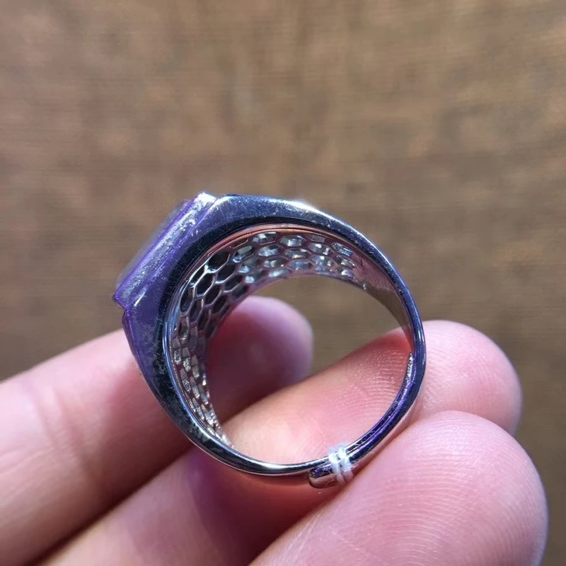 

Natural Brookite Platinum Silver Rutilated Quartz Adjustable Ring 1110.3mm Woman Rectangle Love AAAAA 925 Sterling Silver Ring