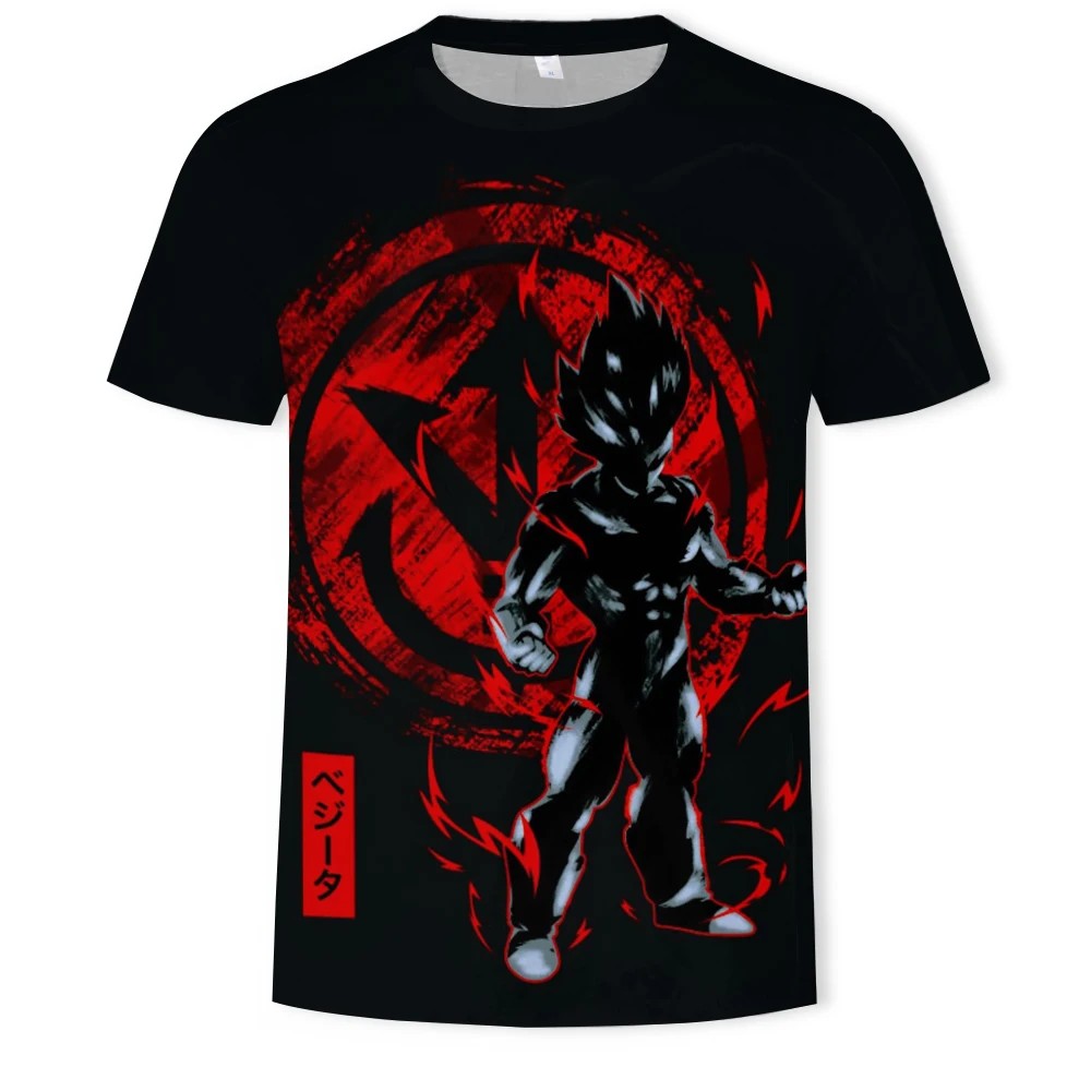 

2021 summer short-sleeved T-shirt tide brand printing half-sleeved trend Japanese anime characters men's goku