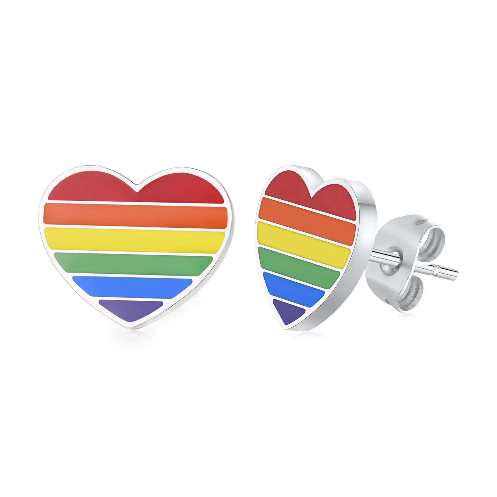 

Rainbow Stud Earring,Stainless Steel Heart Rainbow Stud Earrings,Gay Pride Rainbow, Rainbow Unisex Jewelry