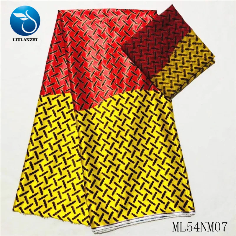 ML54NM0705 LIULANZHI африканская шелковая ткань лента шелковая ткань 4+ 2 ярдов Анкара Красная атласная ткань для платья Горячая Распродажа ML54NM07 - Цвет: ML54NM0705