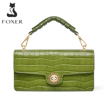 FOXER Brand 2022 Women Baguette Bag Crocodile Pattern Vintage Shoulder Handbag for Lady Luxury Crossbody Bags Casual Small Purse