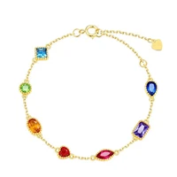 ly 925 sterling silver synthetic coloured crystal 9k gold elegant trendy fashion retro bracelet for women jewelry gift