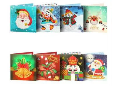 5-8pcs Горячая Diy алмазная живопись карты блестящие специальные наборы для вышивки рождественские поздравительные открытки Санта Клаус Счастливого Рождества - Цвет: 5-8pcs