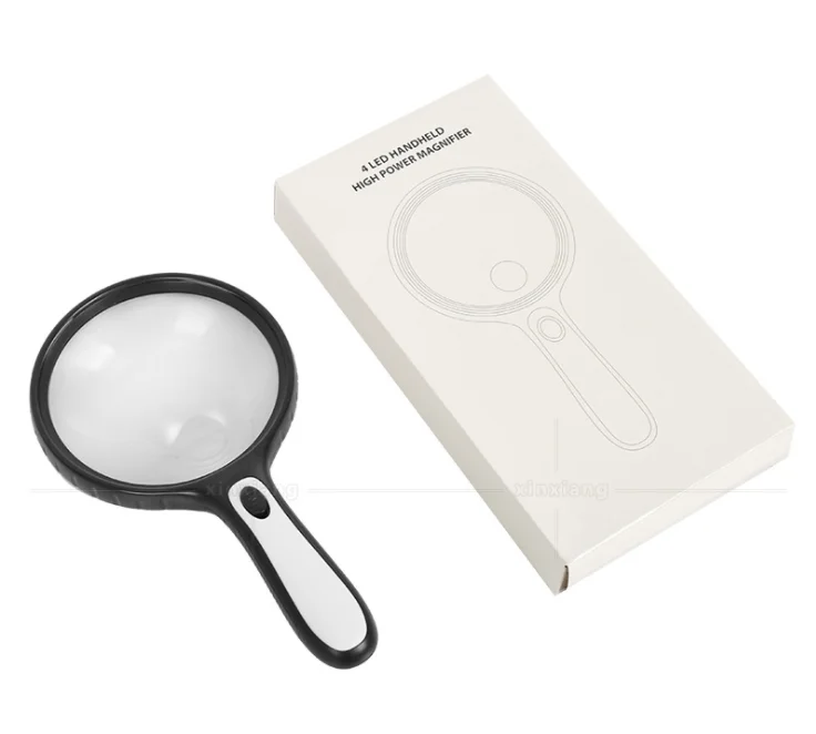 

4LED Light Magnifier Durable Lighted Handheld Magnifier Reading Magnifying Glass for Old People