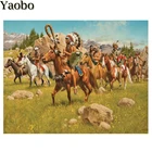 Алмазная 5D картина с полными квадратными и круглыми стразами, Индейский Воин, лошадь, алмазная вышивка сделай сам, стразы, искусственная мозаика