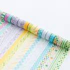 24 шт.лот мини-бумажная лента васи 10 мм кружевная клетчатая волнистая точечная Цветная Клейкая Маскировочная Лента наклейки украшения дневник F012