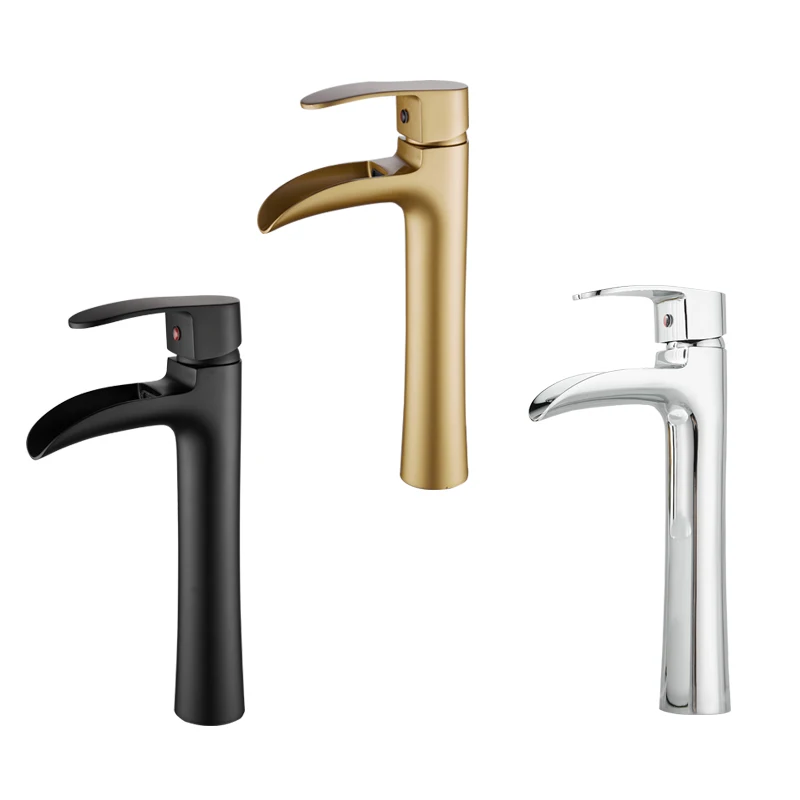 Золотистый Серебристый смеситель для раковины водопад ванной комнаты с одной