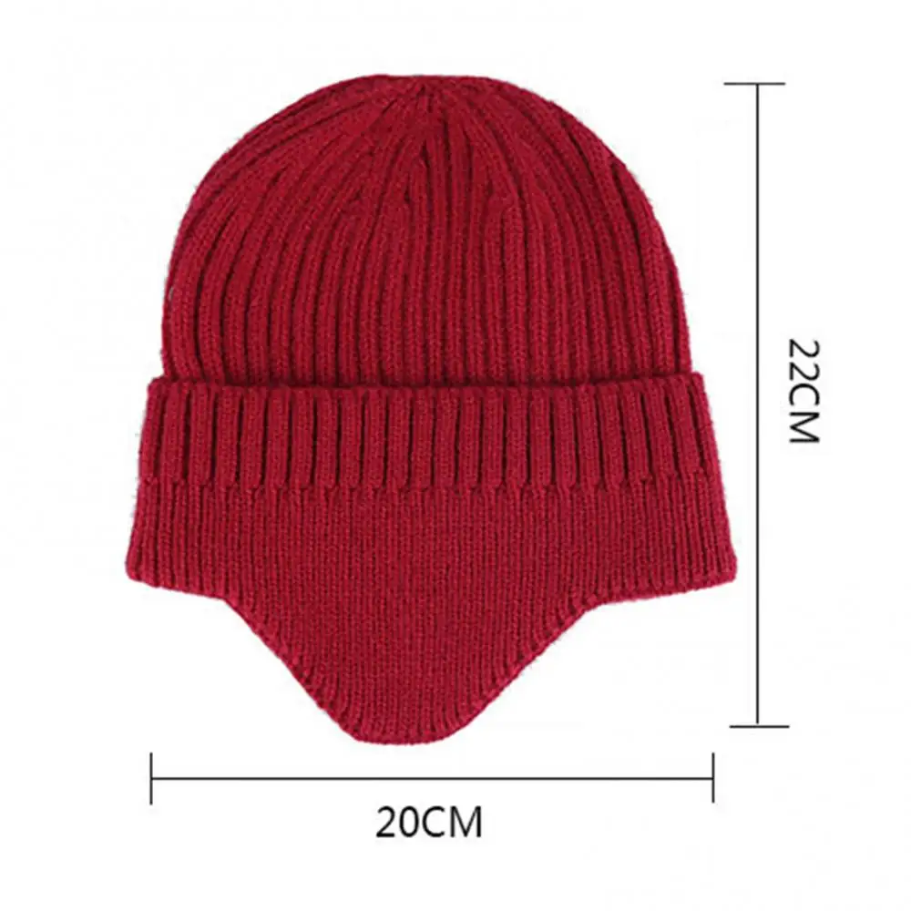 

50% Hot Sales Unisex Winter Winter Solid Color Earflap Knitted Hat Outdoor Riding Supplies