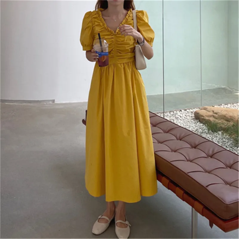 Женское платье макси RUGOD длинное винтажное во французском стиле с оборками и