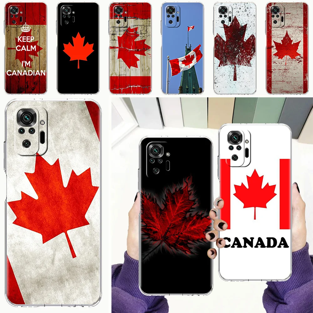 

Phone Case For Xiaomi Redmi Note 9S 9 8 10 Pro 7 8T 9C 9A 8A K40 Soft Silicone Crystal Clear Cover Canada Canadian Flag CA Leaf
