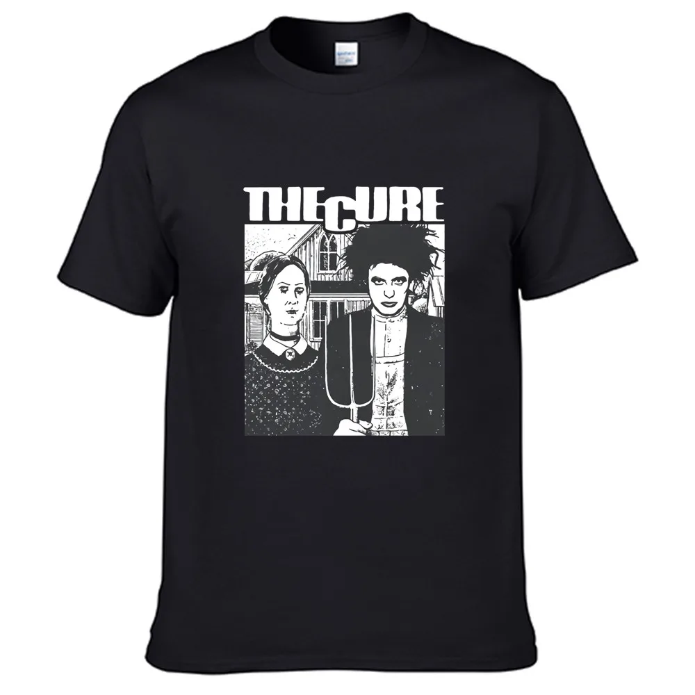 

The Cure Couple With Forks Retro Casual T Shirt Men's Summer Black 100% Cotton Short Sleeves O-Neck Tee Shirts Tops Tee Unisex