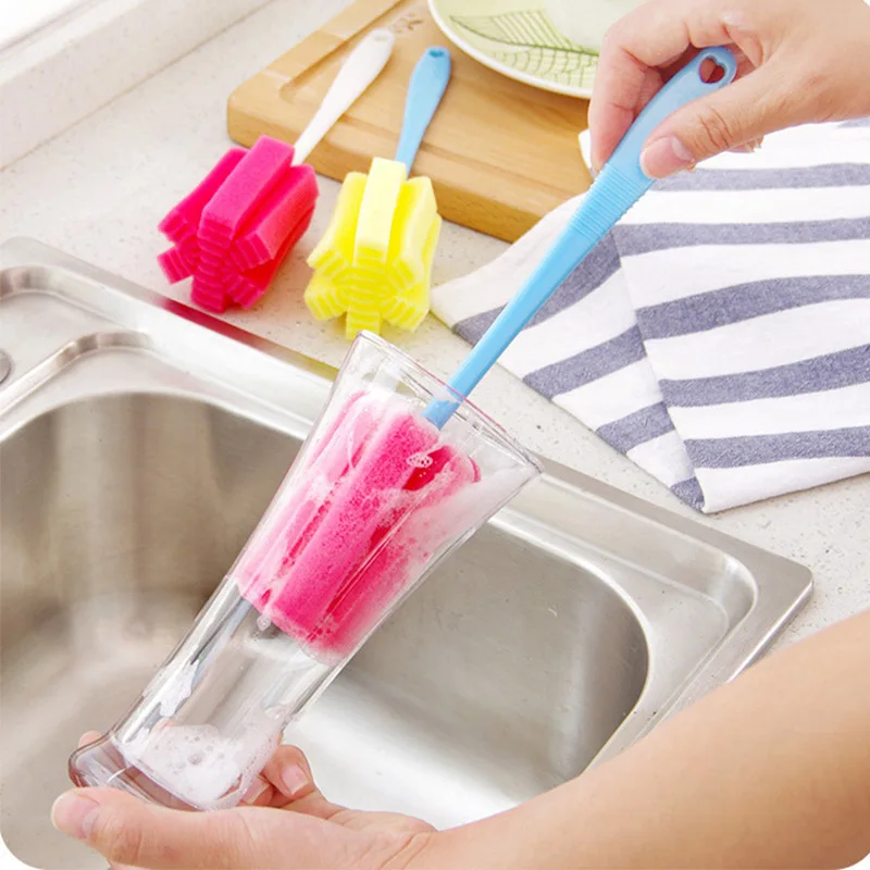 Губка для очистки ложки с длинной ручкой щетка Стекло бутылки из под молока чашки