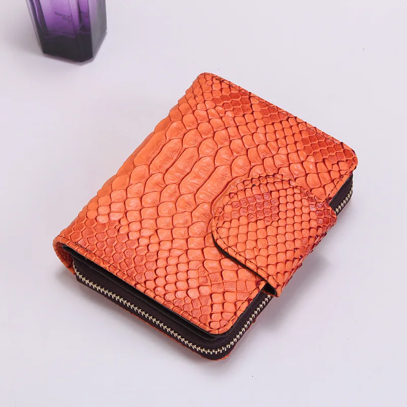 Короткий кошелек из натуральной кожи для женщин Дамский бумажник на молнии с