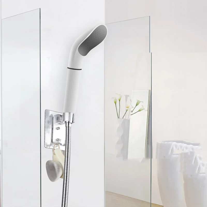 

Shower Booster Shower Detachable Anti-blocking Bathroom Hand-held Nozzle White Curved Water Heater Shower Head Single Head
