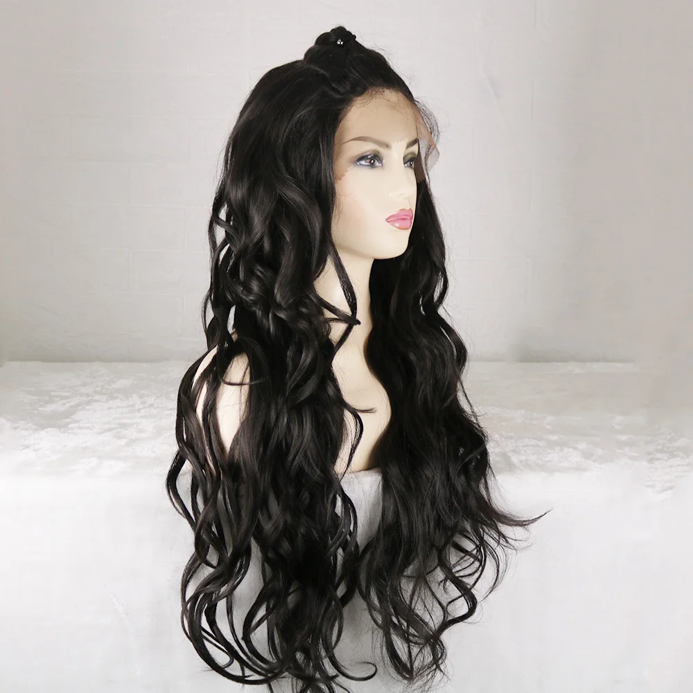 

UFANCA Long Ombre Pre-lace Ash Brown Blonde Wavy Wig Cosplay Party Daily Synthetic Wig for Women High Density Temperature Fibre