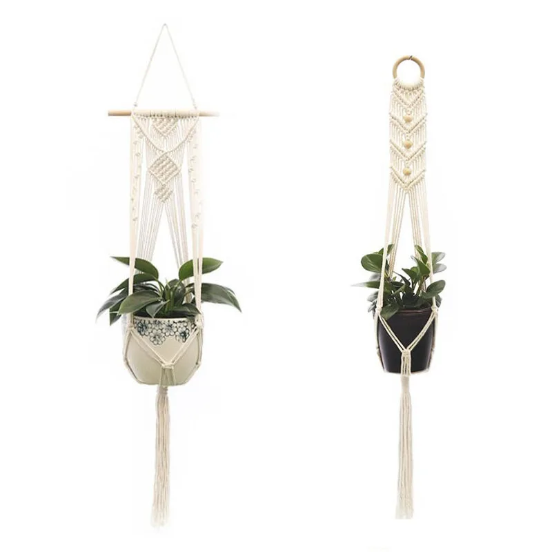 

Vertical Garden Plant Hanging Rope Macrame Flower Net Pot Baskets Wall Handmade Cotton Rope for Home New Year Decoration U27