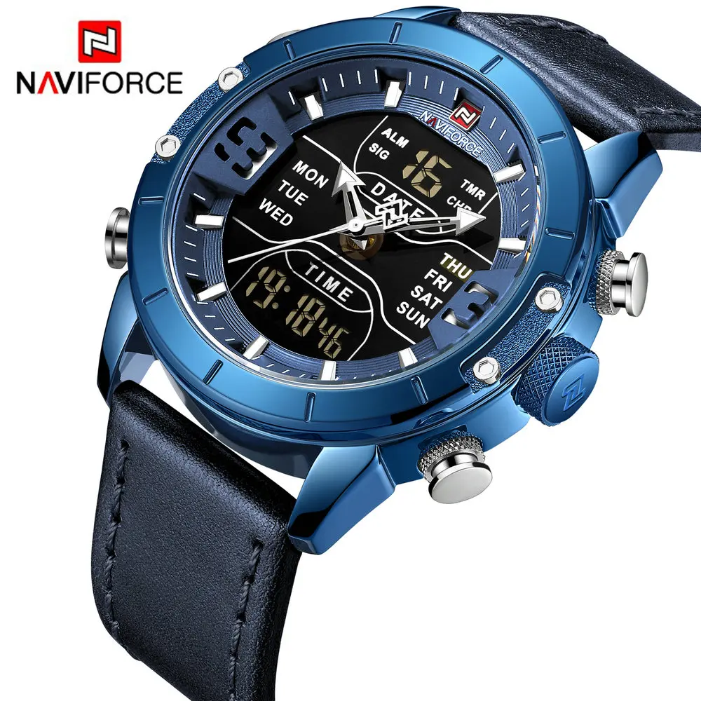 NAVIFORCE классические мужские часы лучший бренд класса люкс кварцевые светодиодный цифровые часы с сетчатым ремешком военные спортивные наручные часы Relogio Masculino