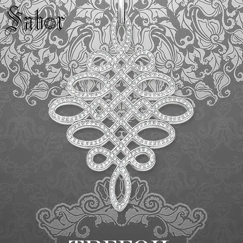 Кулон с большим любовным узлом и белым кубическим цирконием Модная бижутерия