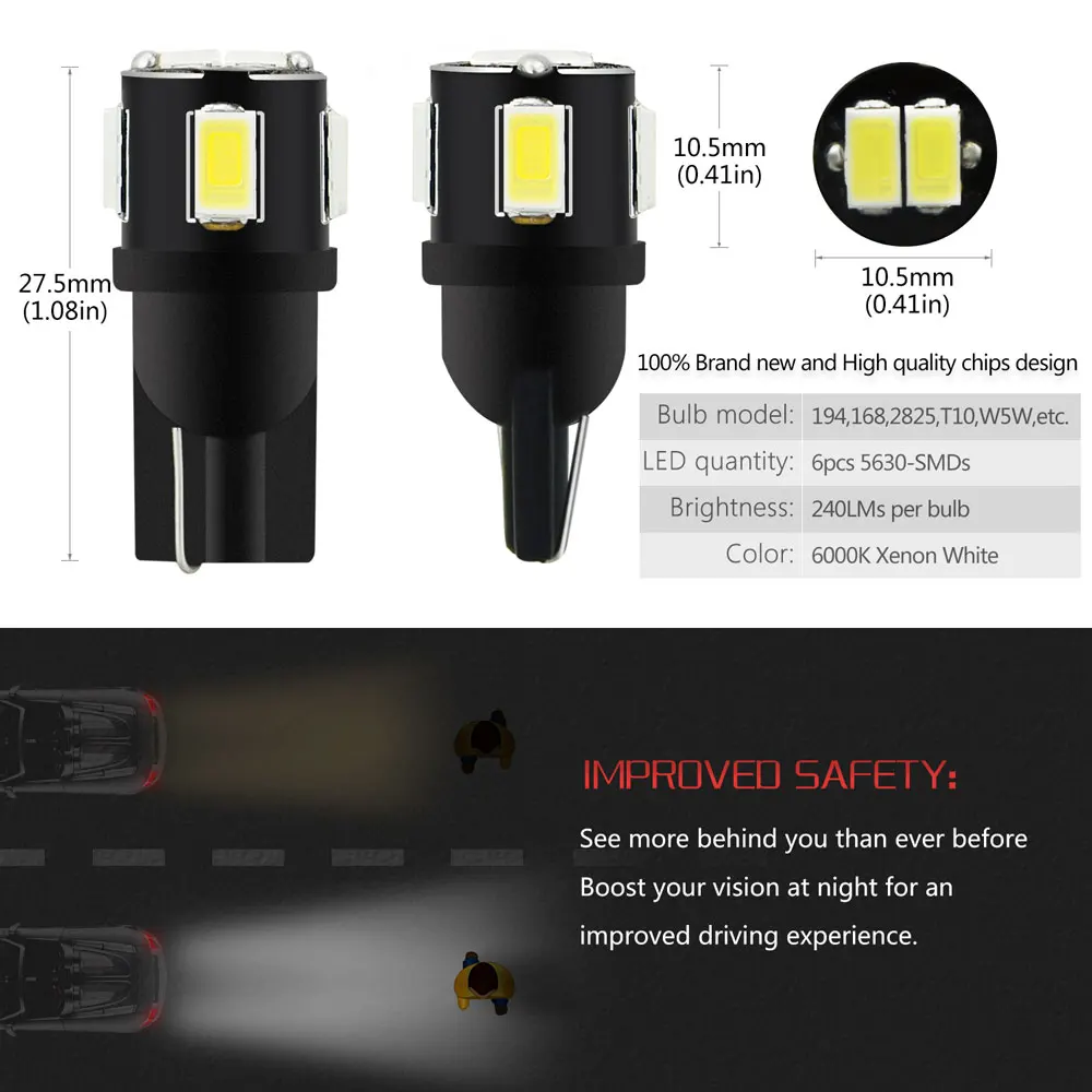 10x T10 LED W5W светодиодные внутренние Автомобильные фары для Honda Civic зеркальные