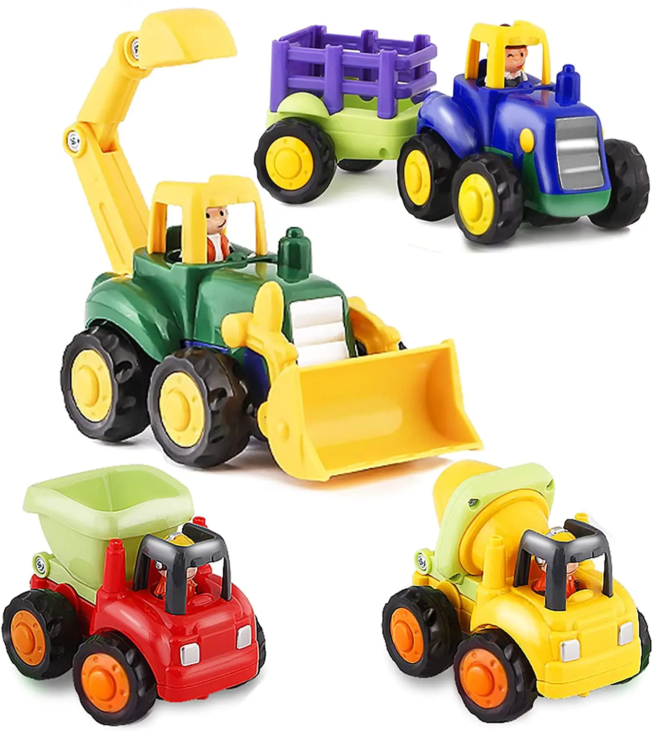 

Toy Car Trucks Friction Cars Construction Toys Set of 4 Dump Truck Toy Tractor Toys Bulldozer Cement Mixer Truck Preschool Gifts