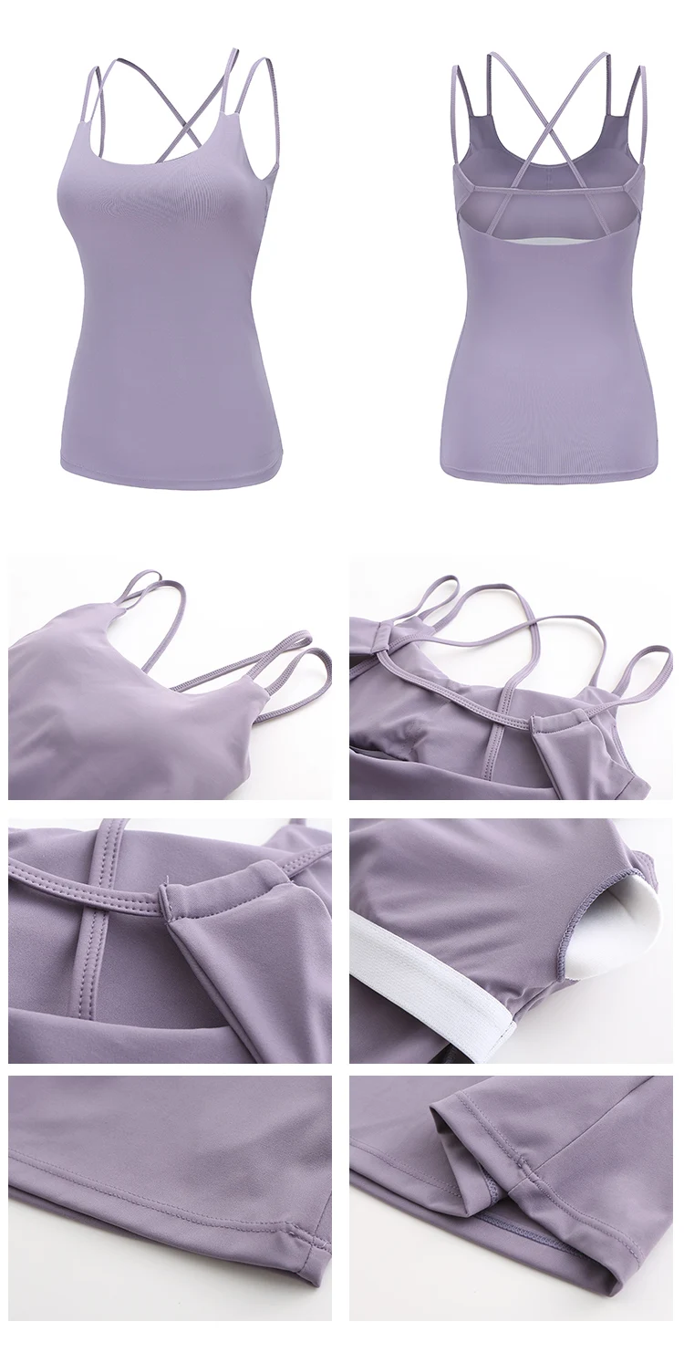 Colorvalue Back Cross Slim Fit спортивный жилет Топ для женщин дышащий мягкий тренировочный тренажерный зал без рукавов рубашки со съемными подушечками