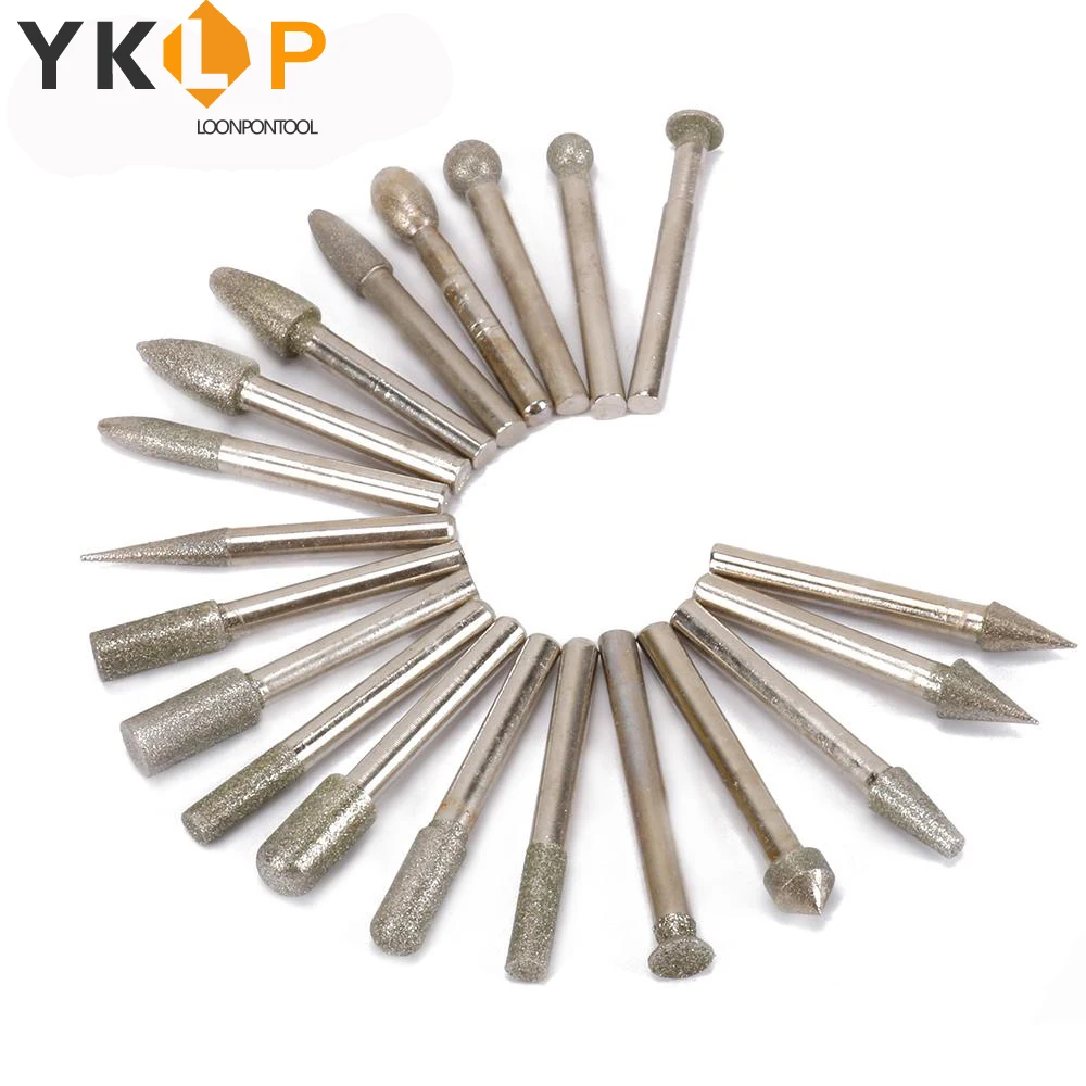 

Diamond Coated Grinding Head 80 Grit Burs Bit Set for Drill Rotary Tool 20Pcs