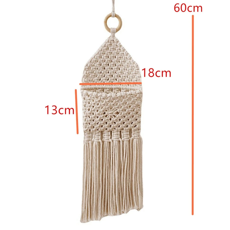 Макраме настенный держатель для хранения почты и писем, маленький органайзер из хлопковой ткани с карманом для подвешивания, бохо декор для дома.