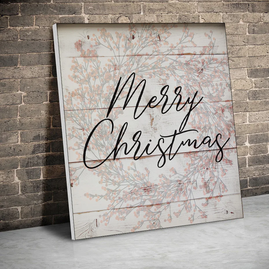 Рамка с ягодами Счастливого Рождества картины на холсте рождественские плакаты