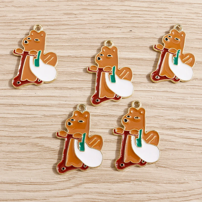 

10pcs 20*27mm Alloy Enamel Cartoon Bears Charms for DIY Making Necklaces Earrings Bracelets DIY Handmade Jewelry Findings Craft