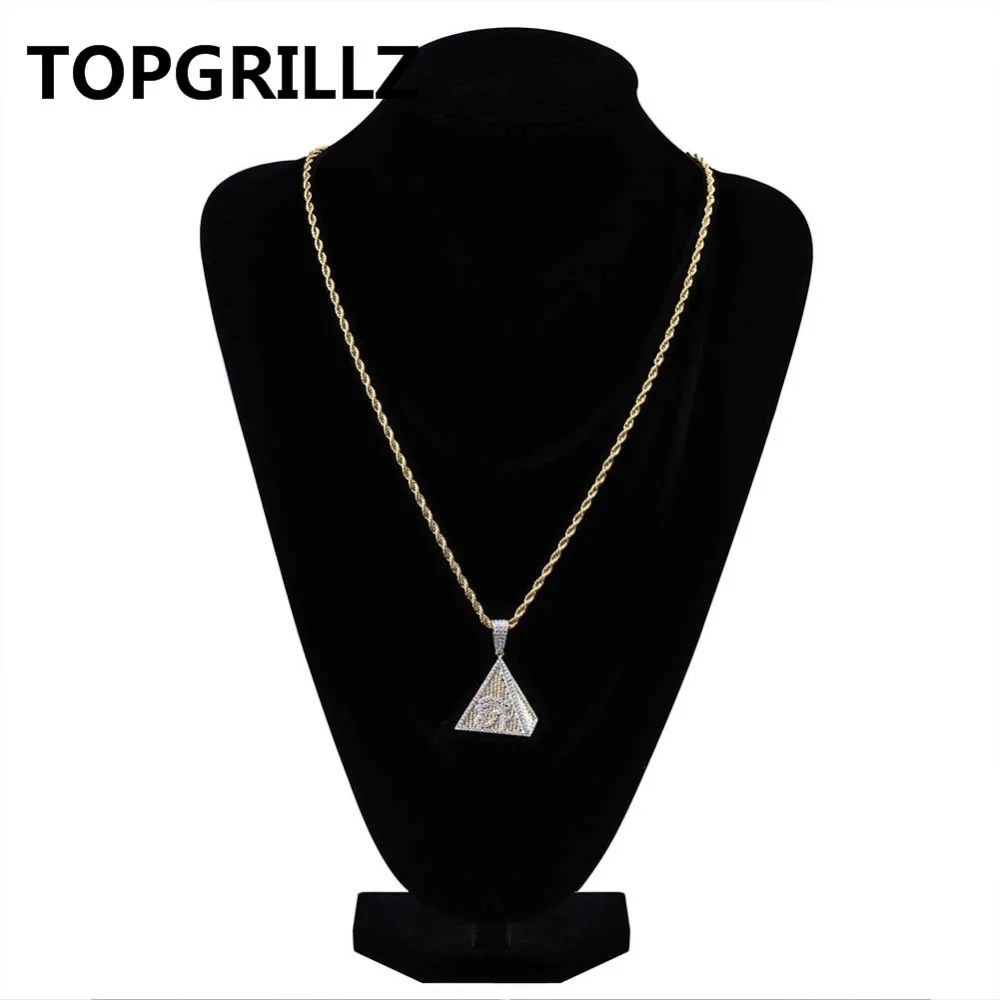 TOPGRILLZ хип-хоп позолоченный египетская Пирамида Глаз Гора кулон ожерелье со льдом набор украшений с цирконием Шарм ювелирные изделия