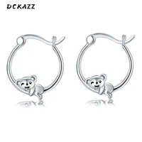 dckazz fashion koala sloth bear circle hoop earring simple design for women smooth metal cartilage clip earrings unusual jewelry