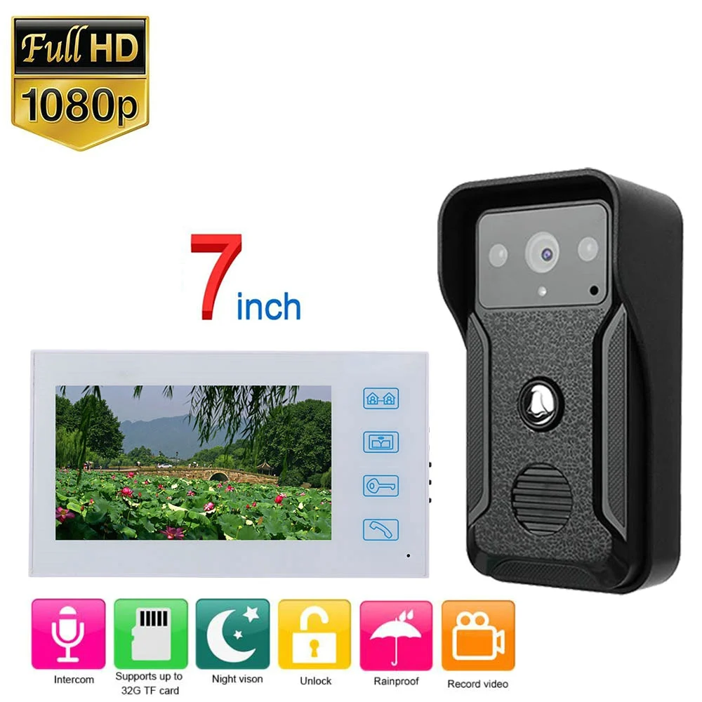 Система видеодомофона белая 7 дюймов проводной видеодомофон с камерой AHD