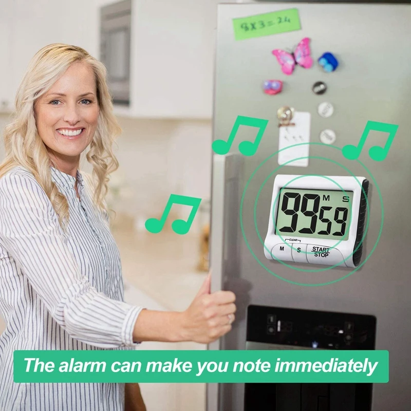 

Digital Kitchen Timer with Large Display Magnetic Electronic Countdown with Loud Alarm for Cooking Playing Baking
