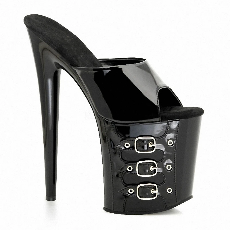 

Big Size Gothic Baking paint Slip-on 8 inches High heeled shoes Trend Sexy Fetish 20CM Buckle strap Mixed colors Womens Slippers