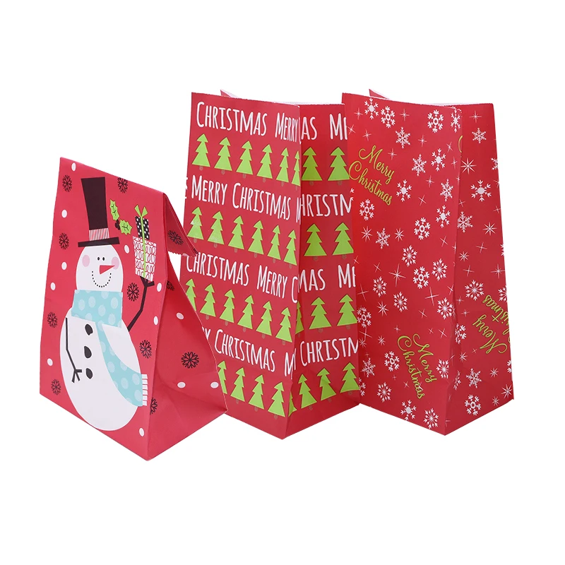 5/10 шт. Веселый Рождественский подарок сумка снеговика и снежинок красный пакет