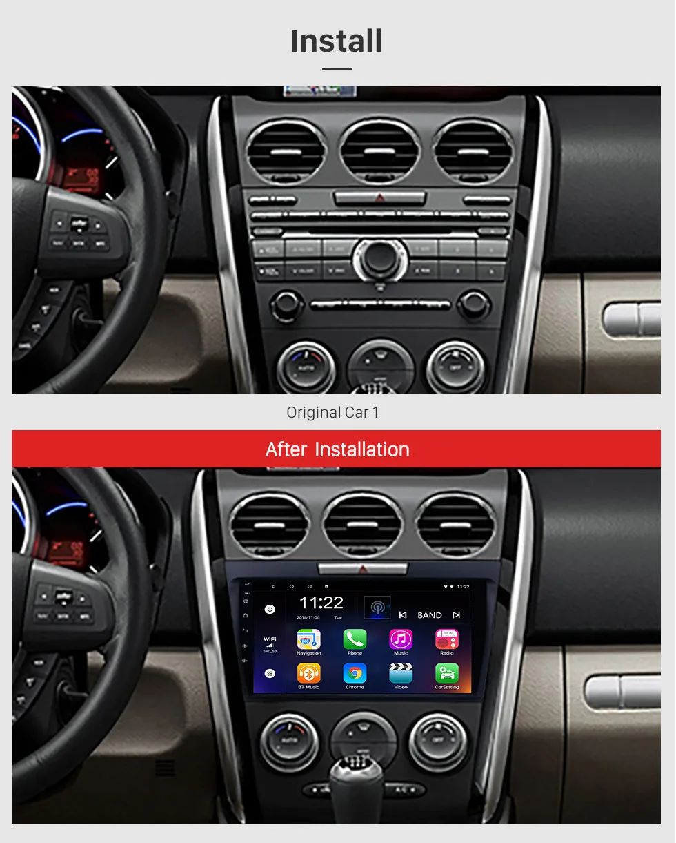 Seicane " Android 9,0 автомобиля gps-навигация, радио, стерео для 2007 2008 2009 2010 2011 2012 2013 MAZDA CX-7 мультимедийный плеер