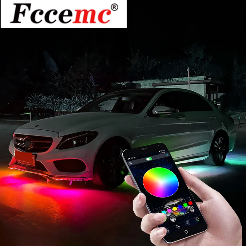 

Car Underglow Flexible Strip LED APP Control RGB LED Strip Under Automobile Chassis Tube Underbody System Neon Backlight Light