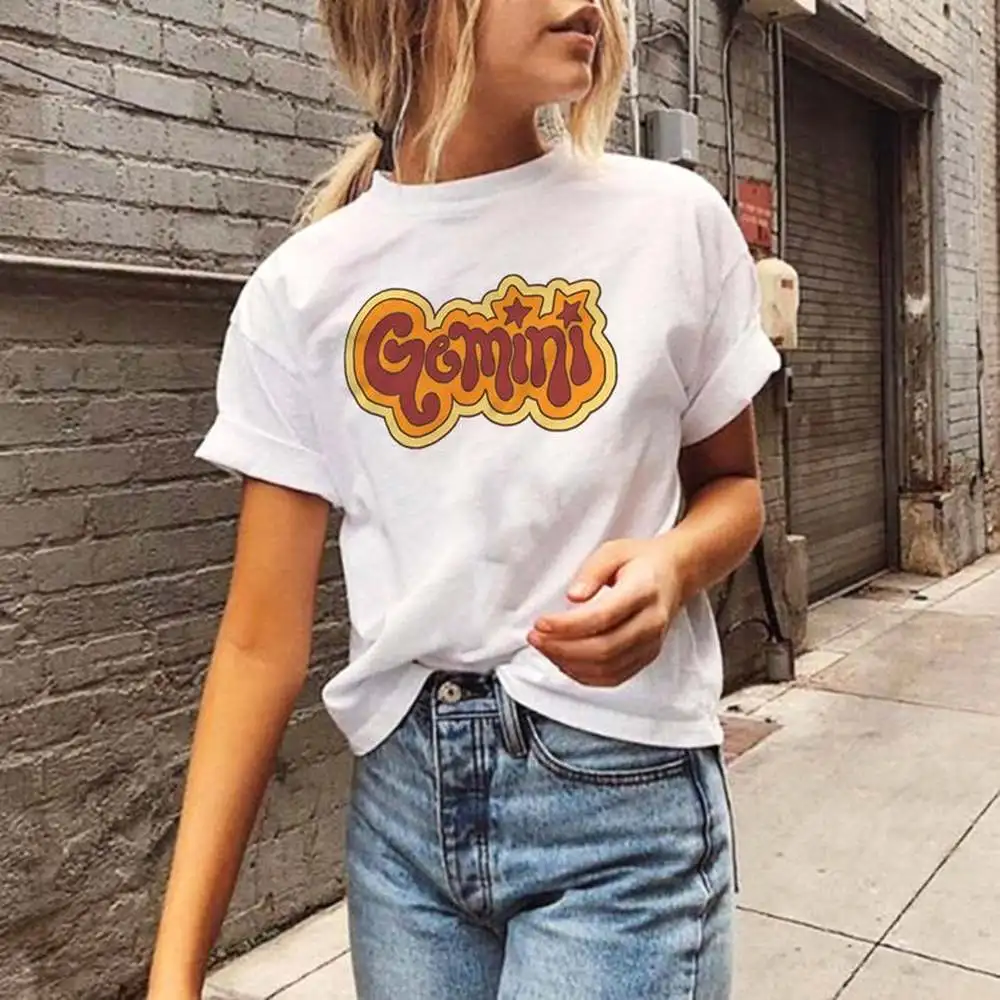 70s Вдохновленный Близнецы Астрология футболка в стиле ретро графическая