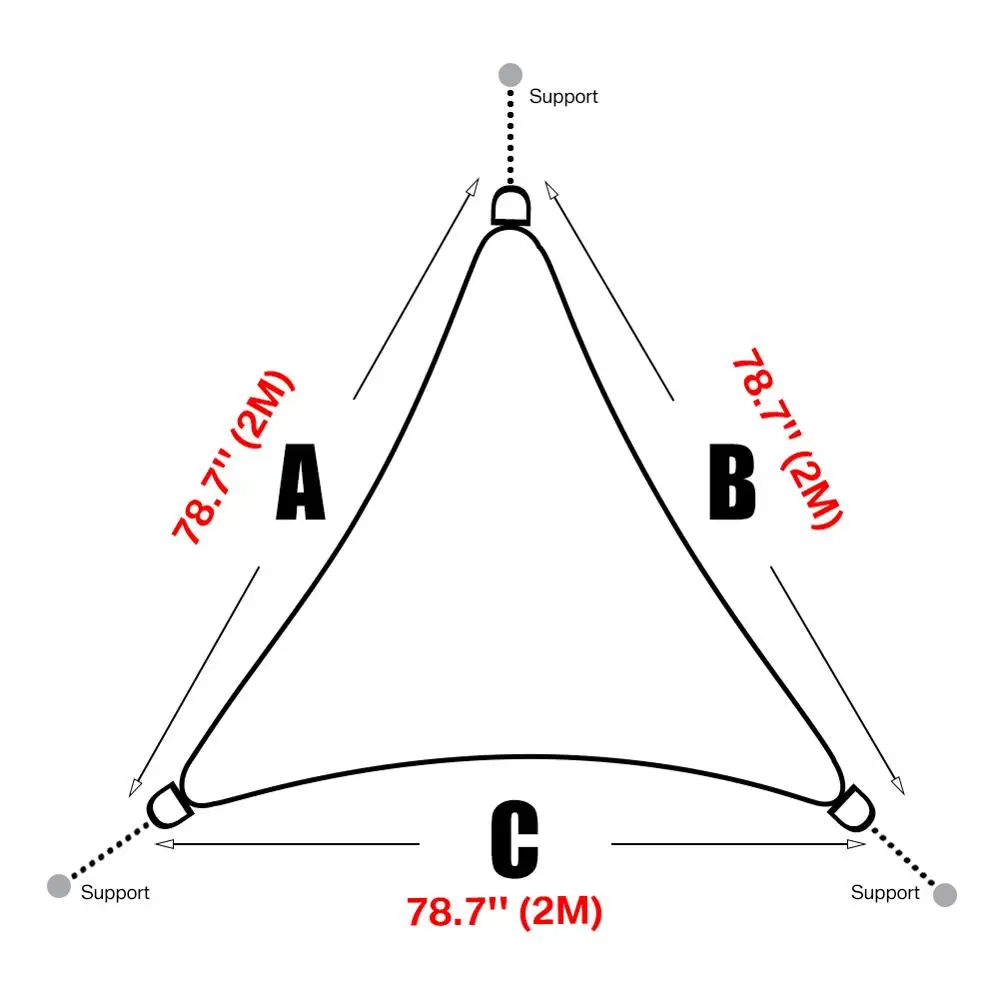 2x2x2 м Equilateral треугольный бежевый солнцезащитный навес Парусный анти снег УФ