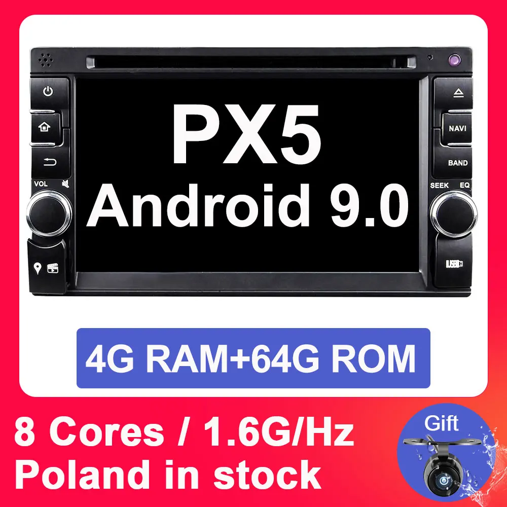 Eunavi 2 Din Универсальный Android 9,0 автомобильный DVD мультимедийный стерео радио плеер сенсорный экран TDA7851 Авторадио головное устройство 4G 64G gps RDS - Цвет: Android 9.0 4G 64G