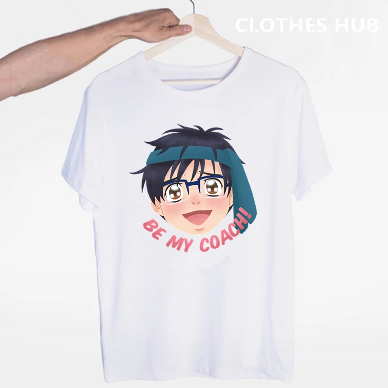 Аниме футболка мужская модная Yuri On Ice с круглым вырезом футболки принтами на