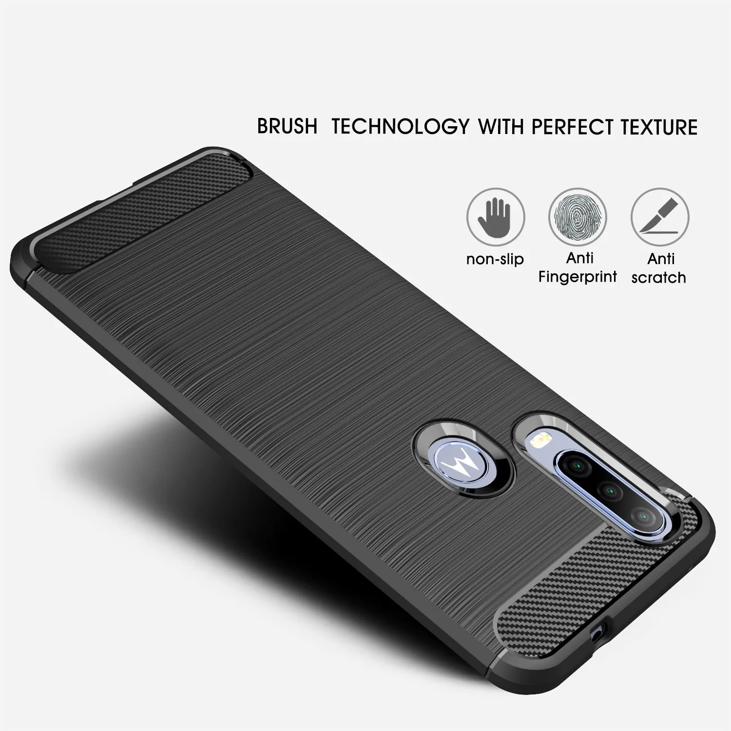 Для Motorola One Action Case мягкий силиконовый Полный чехол матовый Стиль углеродного