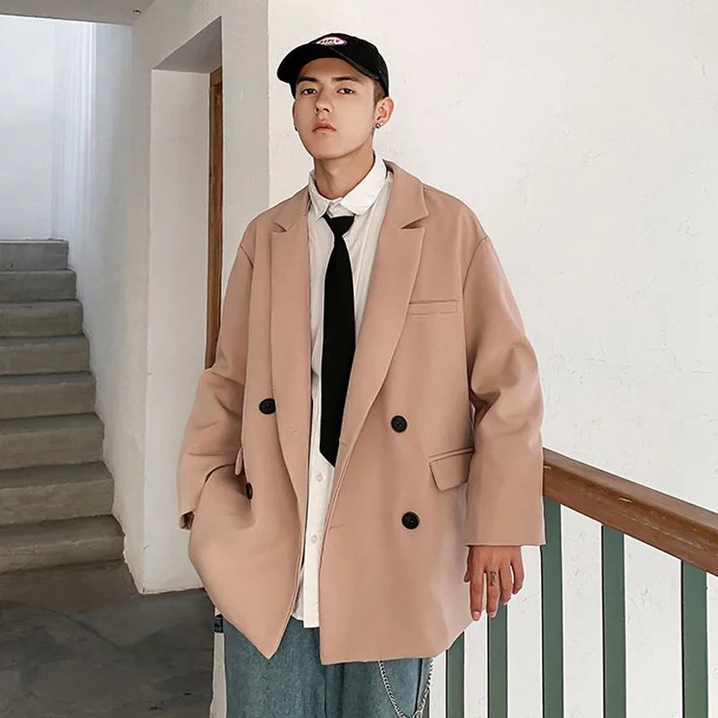 Korean New Men Blazer Black Oversized Blazer Masculino Casual Student Men Blazer hombre