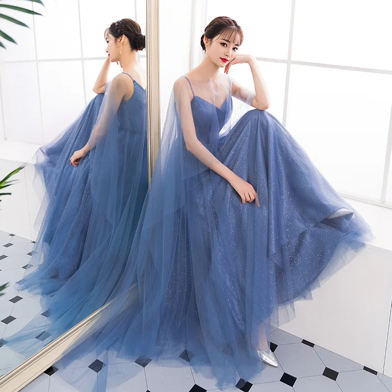 Custom Size Elegant Evening Dresses Charming Beauty Emily A Line Sequined V Neck Long Dress 2020 Sexy Spaghetti Strap Party Gown | Свадьбы и