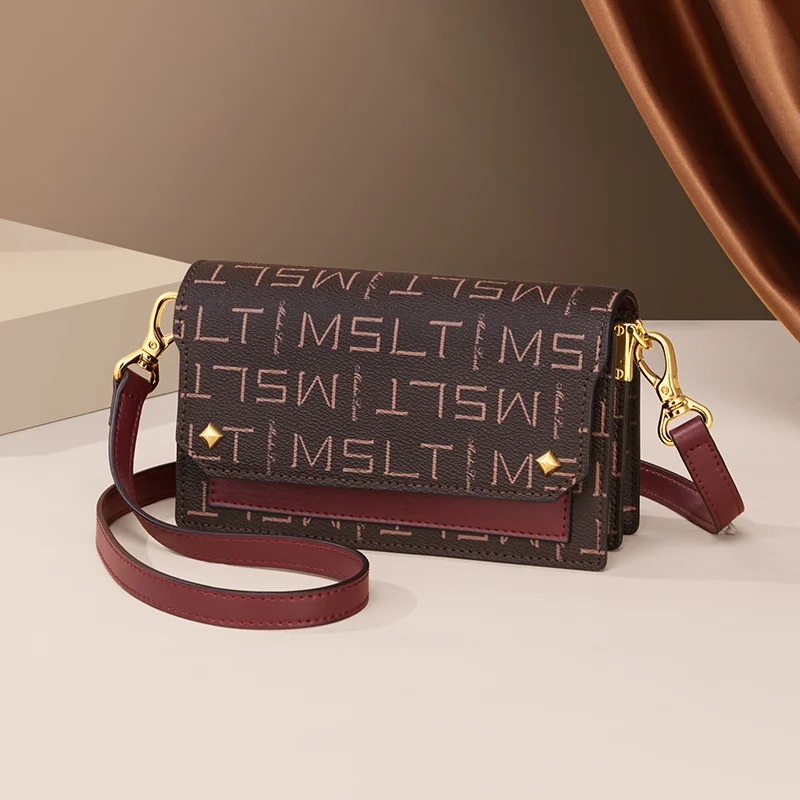 

Женская квадратная сумка через плечо, Двухуровневая элегантная дизайнерская сумка на плечо, женская маленькая сумка-конверт